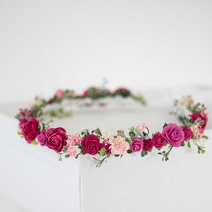 Bloemen Diadeem Bruid Bloemenkroon Tiara Nepbloemen Bruids Tiara Bloemen Bruid Bloemen Haar Bloemenslinger Vintage Hoofd Krans Hoofdband afbeelding 5