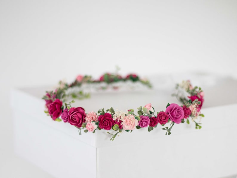 Bloemen Diadeem Bruid Bloemenkroon Tiara Nepbloemen Bruids Tiara Bloemen Bruid Bloemen Haar Bloemenslinger Vintage Hoofd Krans Hoofdband afbeelding 5