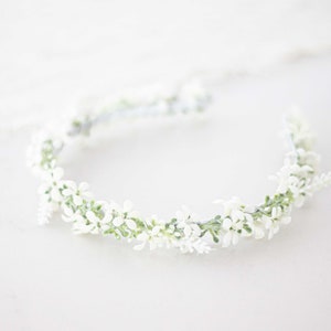 Bridal flower headband, white flower headband for wedding, floral crown for bride or bridesmaids, flower girl headpiece, bridal hair piece image 9