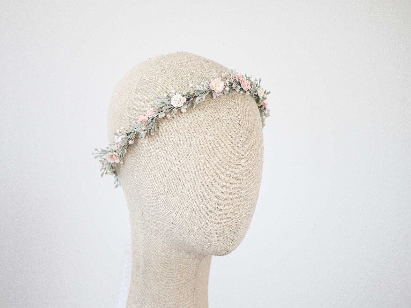 Pale Pink Rose Flower Crown for Women Rustic Hair Wreath Etsy