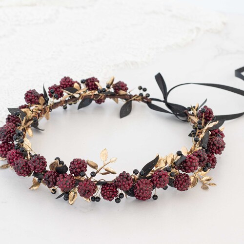 Red Raspberry Crowns Burgundy Black Crown With Raspberries Dark Flower Crown - Etsy