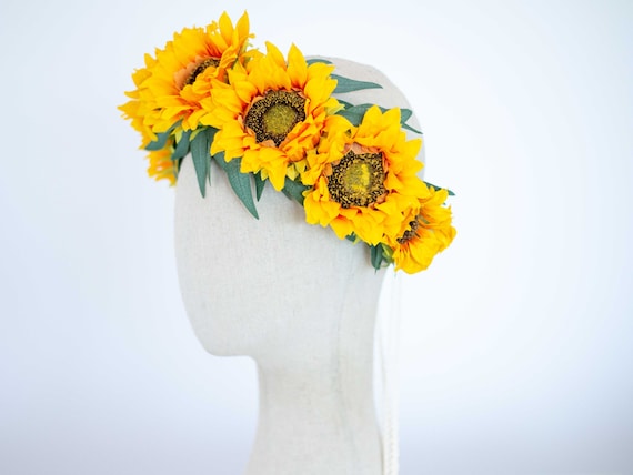 ひまわりの花冠：調節可能な花飾り、写真撮影用小道具 - Etsy 日本
