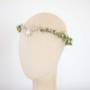 Fairy crown, elven circlet, woodland headpiece, bridal tiara, forest elf floral crown, enchanted faerie woodland headband, elf head piece image 2