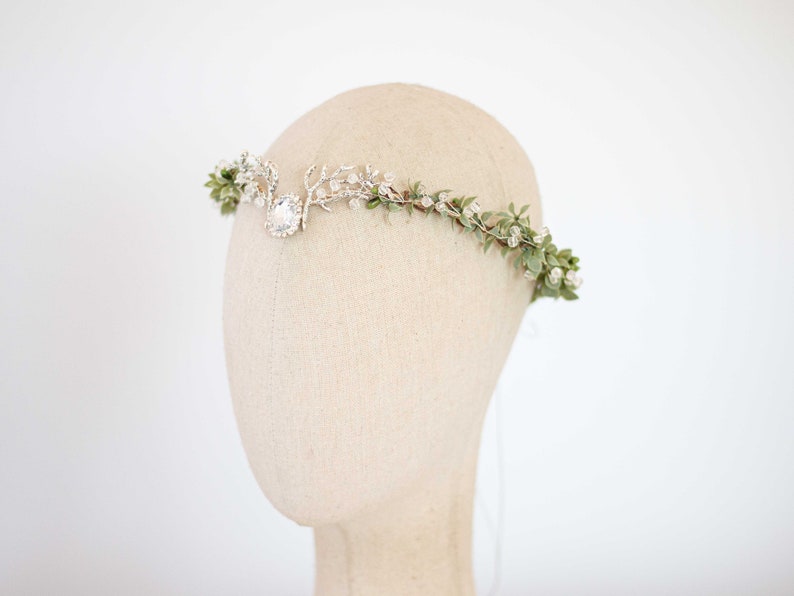 Fairy crown, elven circlet, woodland headpiece, bridal tiara, forest elf floral crown, enchanted faerie woodland headband, elf head piece image 2