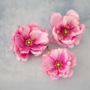 Pink flower hair pins wedding, watercolor floral hair pins, bridal bobby pins, bohemian wedding hairpin, bride bridesmaid hair clip