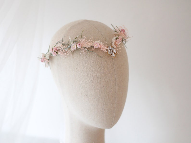 Elven fairy crown, woodland diadem, blush floral crown, fairy flower crown, elf tiara, elf headpiece, elvish tiara, babys breath elven crown image 3