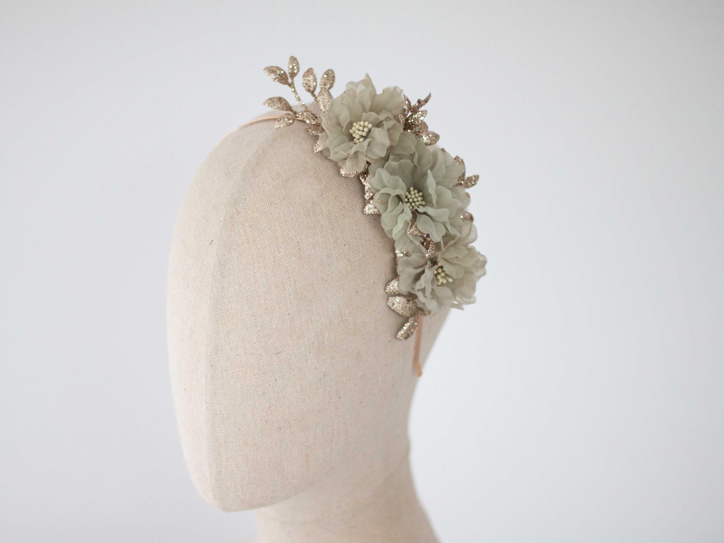 Beautiful Sage Green and Gold Headband Sariyah Headband -- Gold – Jennifer Behr LLC main image 3