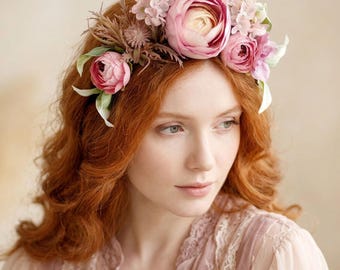Frida Flower Crown: Thistle & Peony Floral Headband