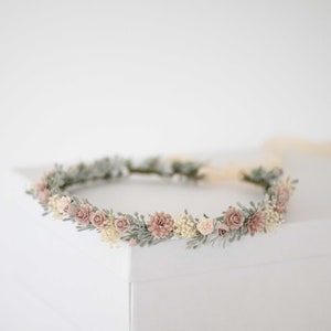 Bloemen Diadeem Bruid Bloemenkroon Tiara Nepbloemen Bruids Tiara Bloemen Bruid Bloemen Haar Bloemenslinger Vintage Hoofd Krans Hoofdband afbeelding 4