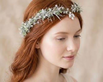 Greenery Fairy Crown: Woodland Elf Tiara, Adjustable Floral Headpiece