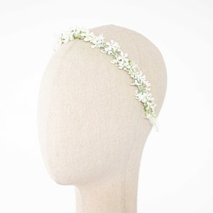 Bridal flower headband, white flower headband for wedding, floral crown for bride or bridesmaids, flower girl headpiece, bridal hair piece image 5