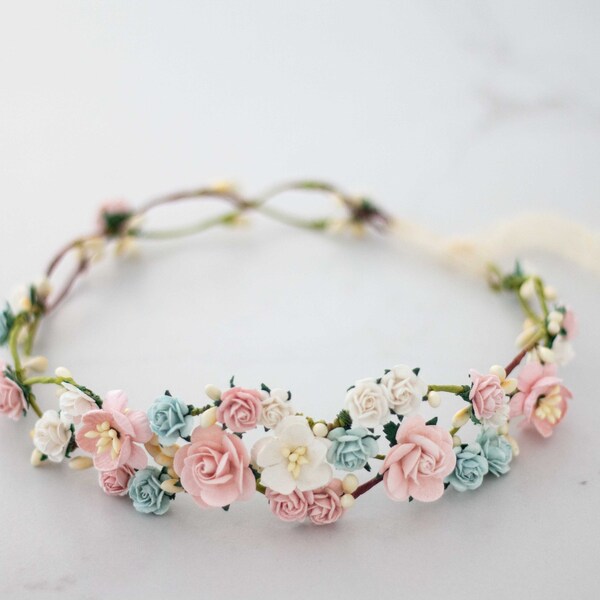 Mint Flower Crown Etsy