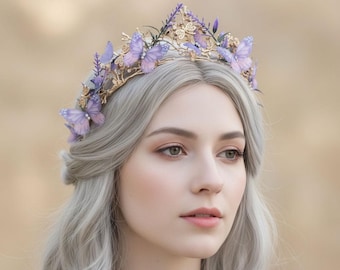 Lavender Butterfly Crown: Fairytale Headpiece
