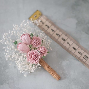 Boutonniere and corsage set, dried flower bracelet, baby's breath corsage, bracelet for mothers bridesmaids flower girls image 4