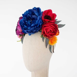 Colorful flower headband, large flower headpiece, frida flower crown, mexican headpiece, big flower crown, day of the dead crown