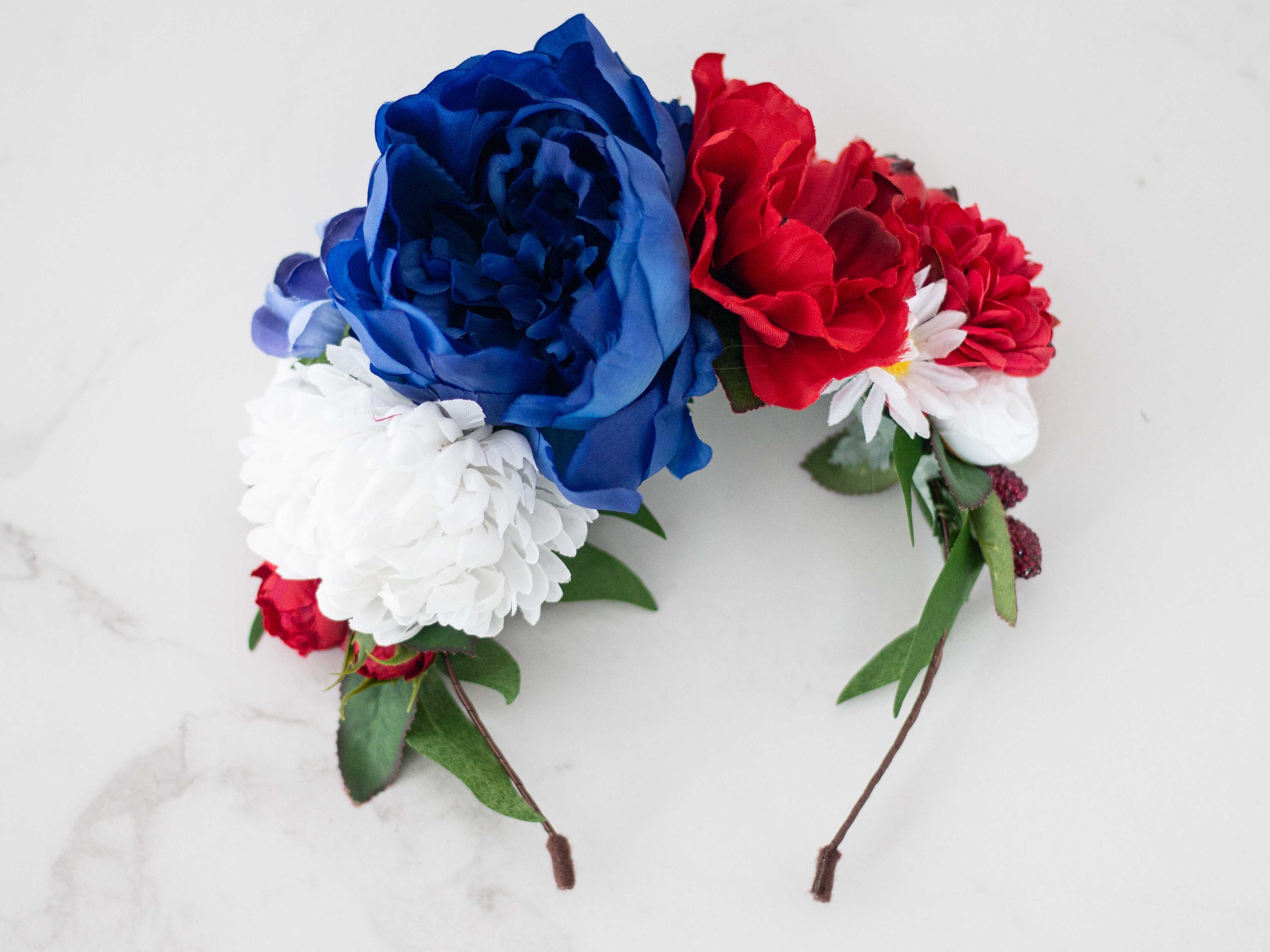 Red white blue flower crown deals