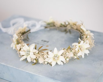 Edelweiss Flower Crown: Rustic Wedding Hair Wreath