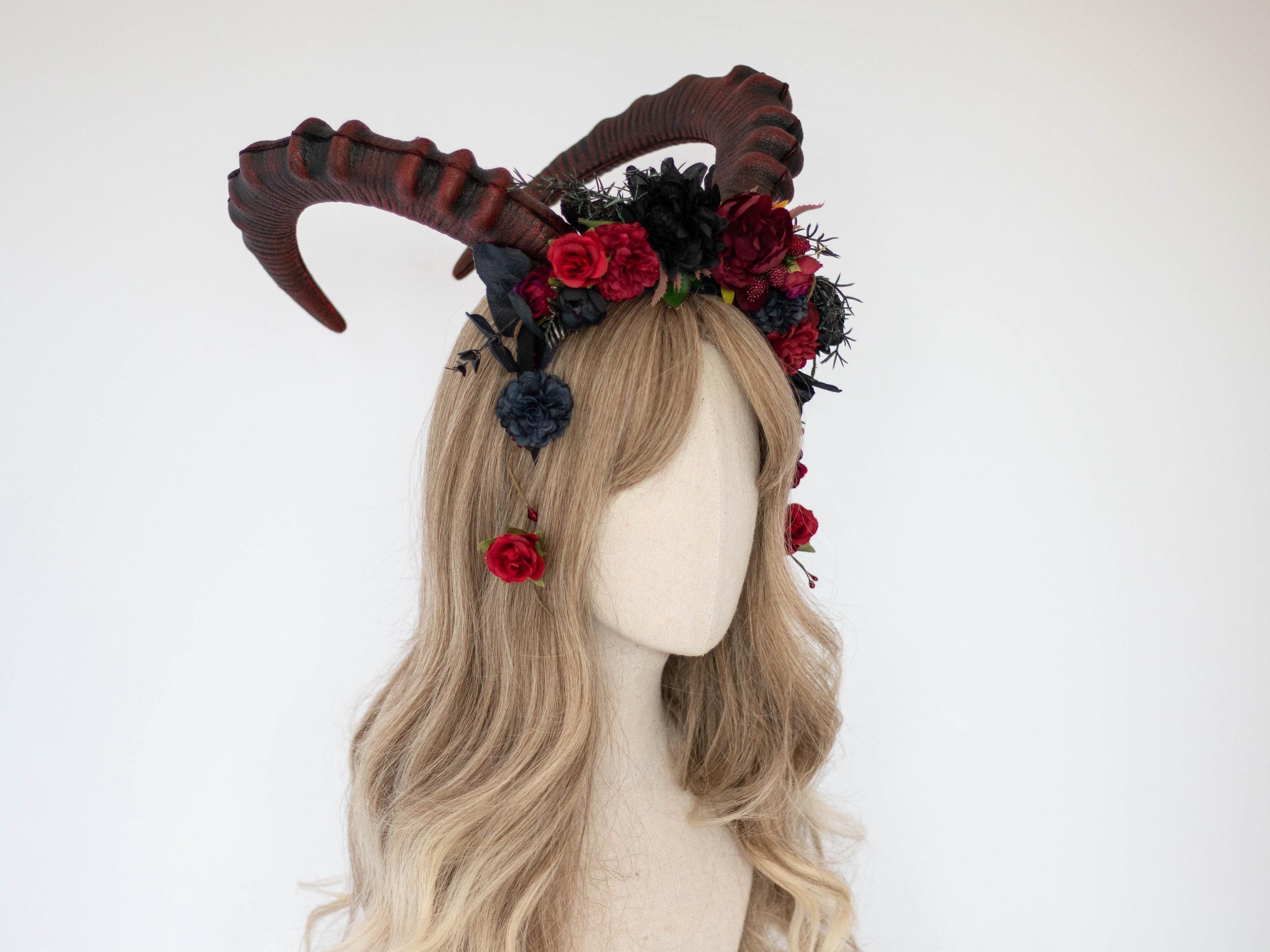 Restyle Haarband Mit Ziegenhörnern & Elfenohren – Für Cosplay, Mottoparty, Kunststoff, 25 Cm Hornlänge