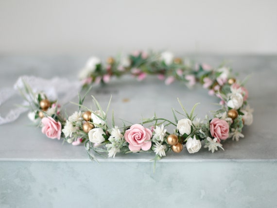 Corona De Flores Para Boda Diadema Flores Tocado Novia Niña Corona de Flores  Para El Pelo Flores Artificiales Dama de Honor -  España