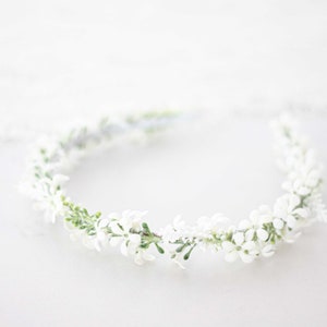 Bridal flower headband, white flower headband for wedding, floral crown for bride or bridesmaids, flower girl headpiece, bridal hair piece image 3