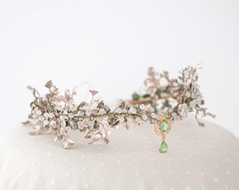 Elven Flower Tiara: Fantasy Wedding Headpiece