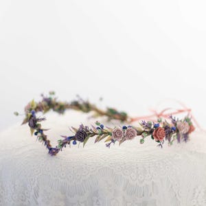 Lavender elven crown, fantasy wedding, dainty elf tiara, v-shaped hairband, fairy costume, medieval headband, fairytale headpiece circlet