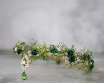 Woodland Elf Kroon, Bloemen Diadeem, Vintage Hoofd, Krans Hoofdband