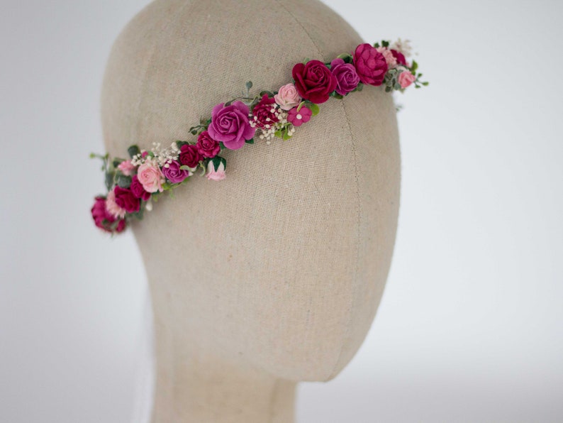 Bloemen Diadeem Bruid Bloemenkroon Tiara Nepbloemen Bruids Tiara Bloemen Bruid Bloemen Haar Bloemenslinger Vintage Hoofd Krans Hoofdband afbeelding 8