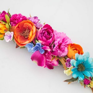 Colorful flower belt for dress, vibrant color flower belt for gown, velvet sash for baby shower, belt for pregnancy, bride bridesmaid sash image 3
