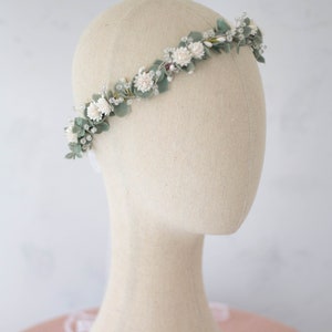 Eucalyptus flower crown wedding, green flower crown, eucalyptus headband, greenery bridal wreath, wedding headpiece, flower girl halo image 4