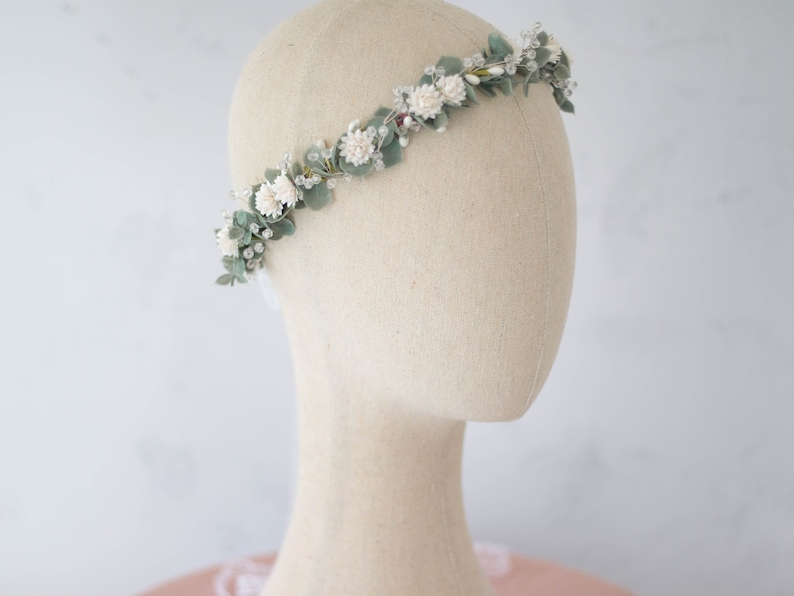 Eucalyptus flower crown wedding, green flower crown, eucalyptus headband, greenery bridal wreath, wedding headpiece, flower girl halo image 4