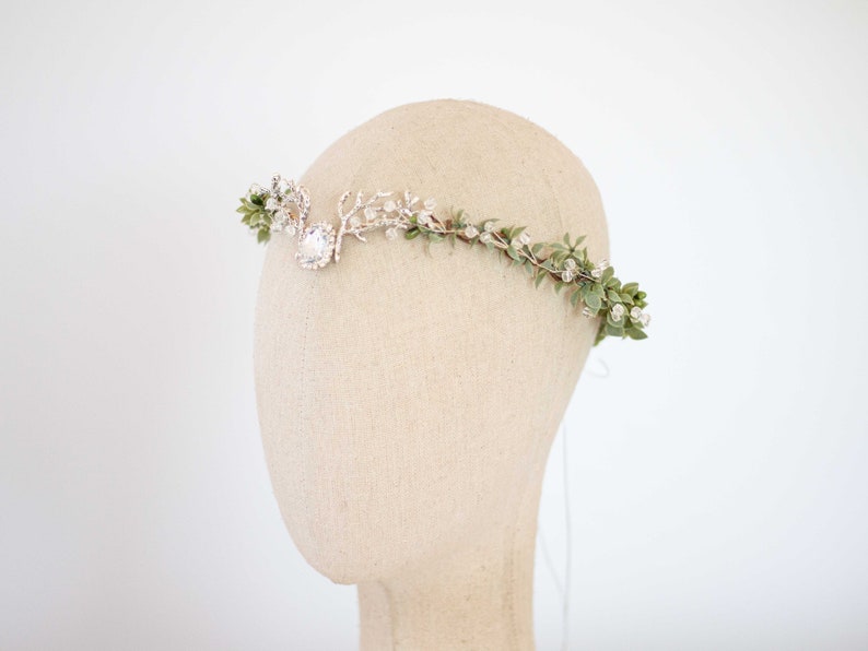 Fairy crown, elven circlet, woodland headpiece, bridal tiara, forest elf floral crown, enchanted faerie woodland headband, elf head piece image 6