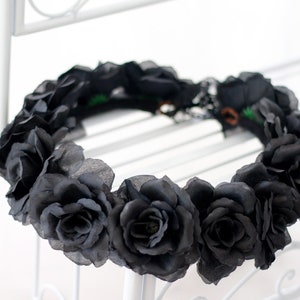 Black Rose Large Intestine Hair Ring 3D Flower Tie Hair Rope New