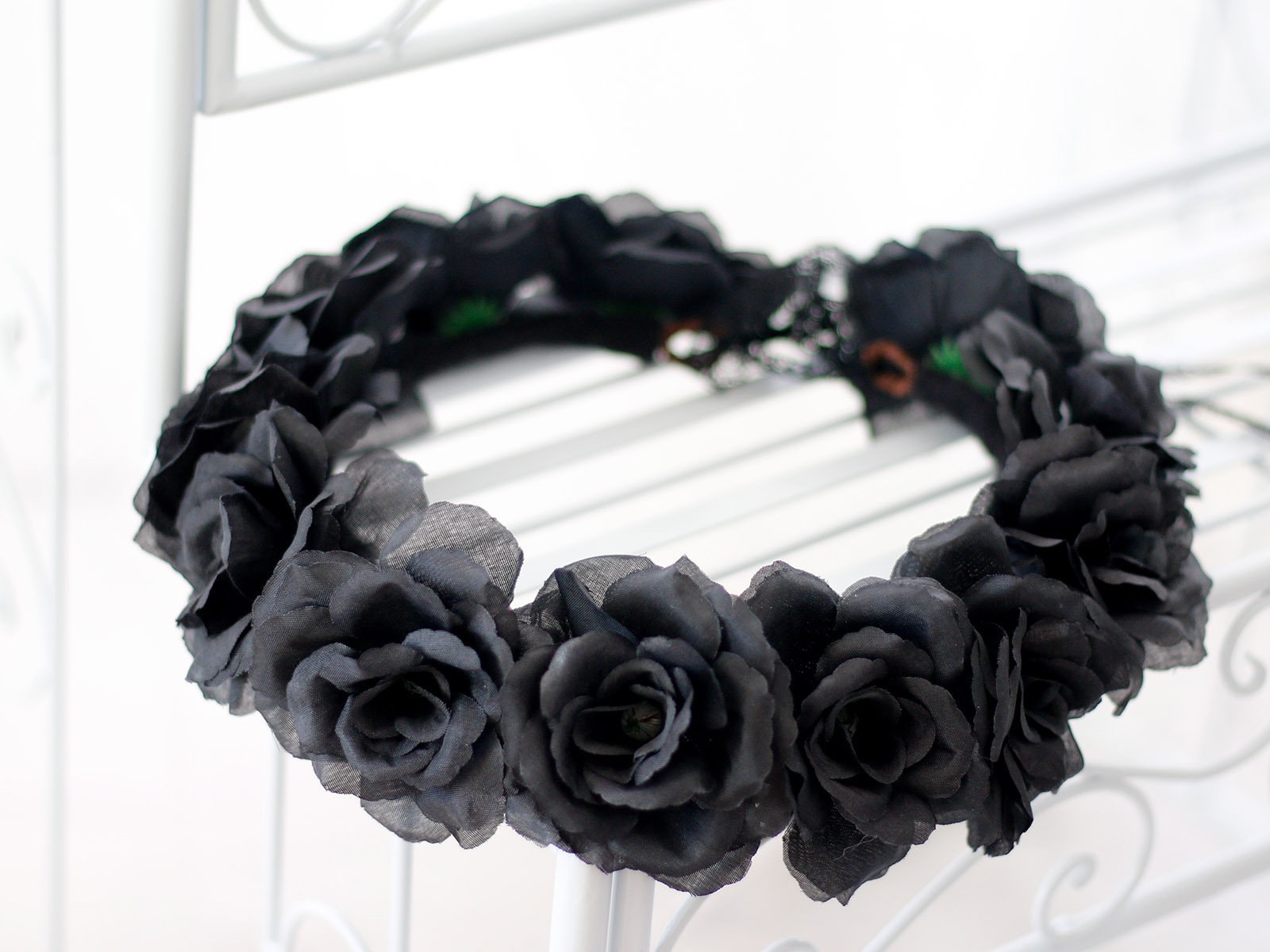 Black Floral Monogram Headband