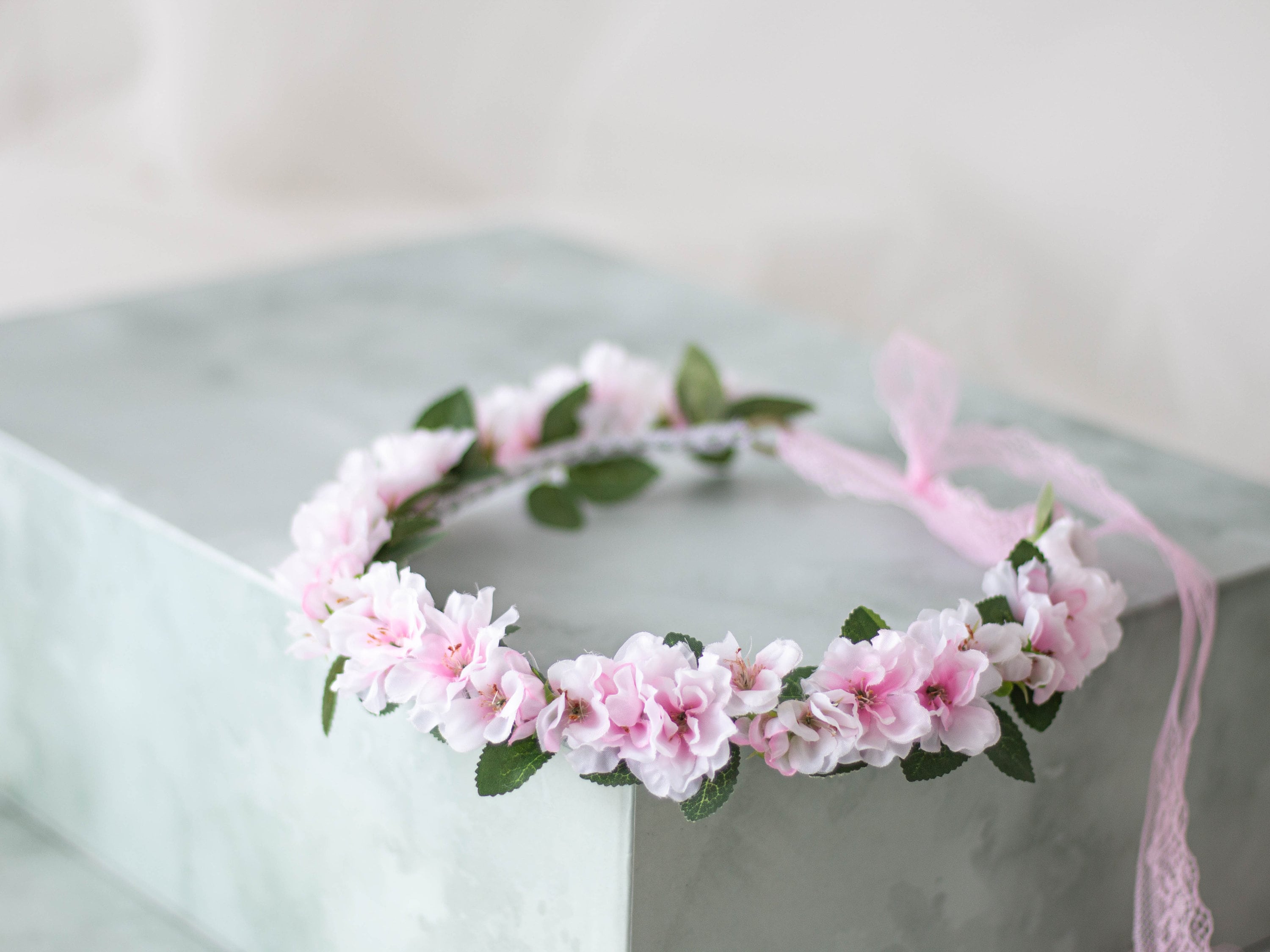 Cherry blossom flower crown for wedding sakura hair wreath Etsy