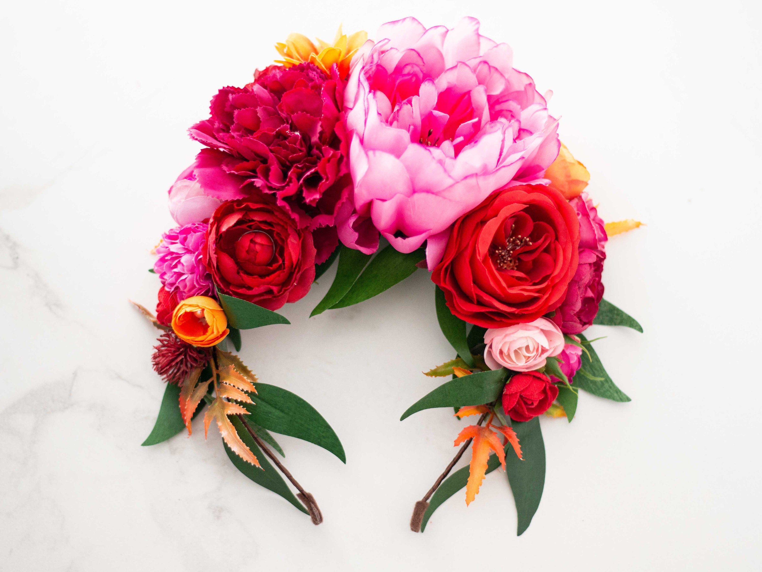 Vibrant Floral Headband: Fuchsia, Red & Pink Flower Crown - Etsy