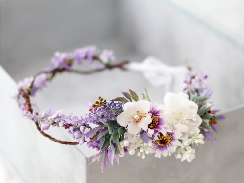 Lavender Flower Crown for Wedding - Etsy