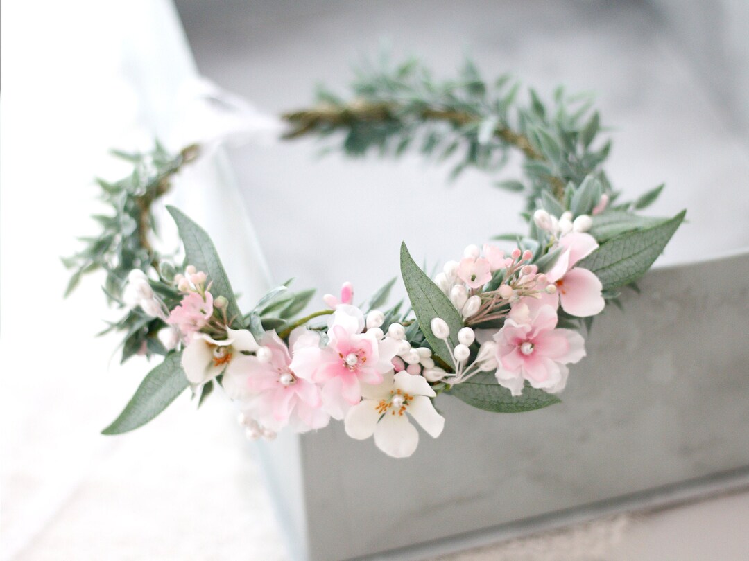 Blush Cherry Blossom Flower Crown for Wedding - Etsy