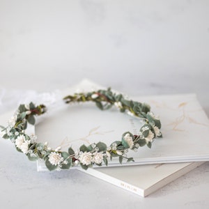 Eucalyptus flower crown wedding, green flower crown, eucalyptus headband, greenery bridal wreath, wedding headpiece, flower girl halo image 9