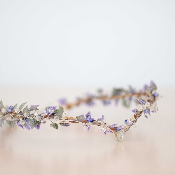 Lavender elven crown, fairy tiara, dainty twig headband, purple  fairy crown, crystal elven circlet, blush floral crown, elf headpiece