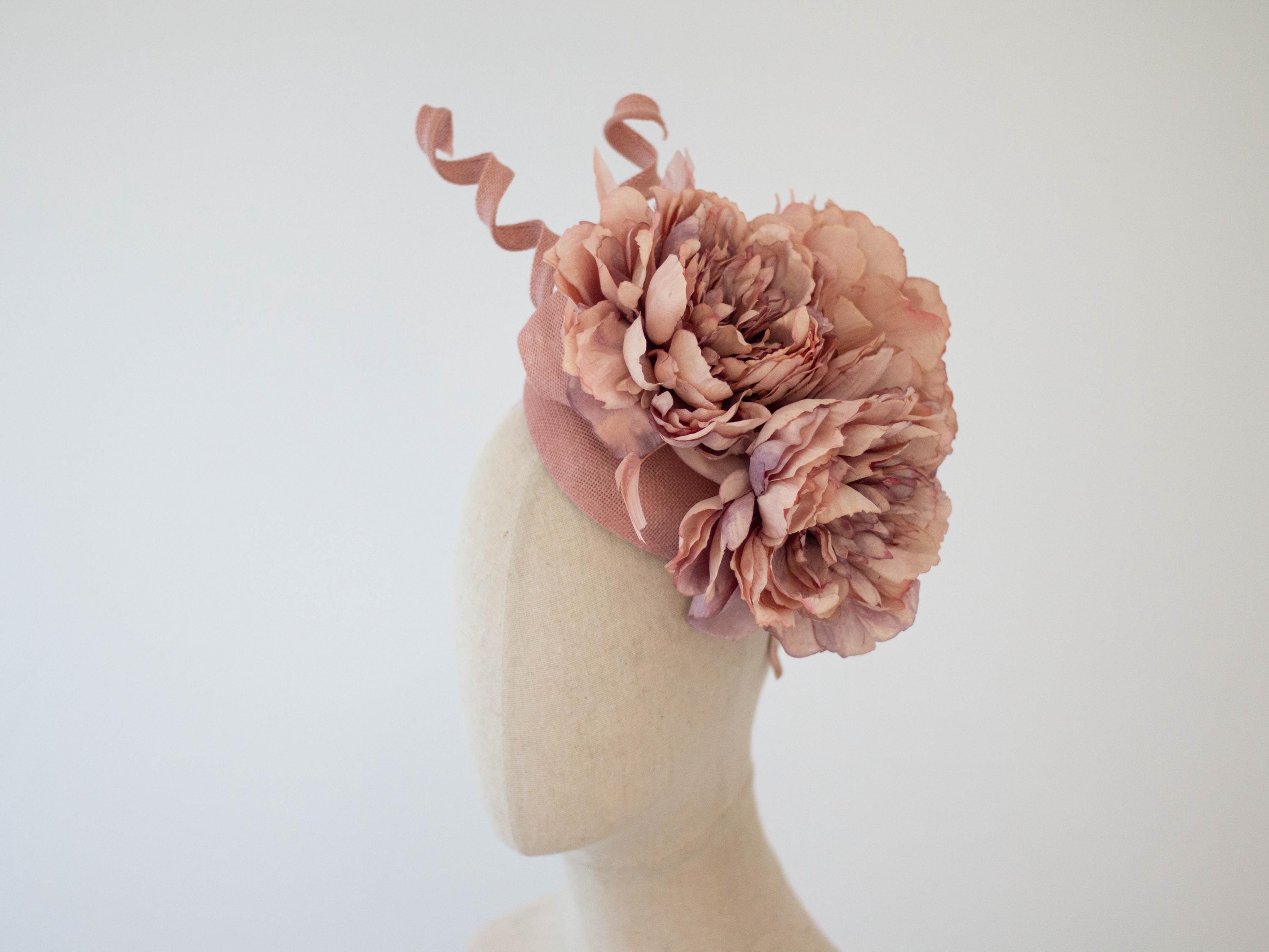 Chapeau Fascinateur à Fleurs Pour Femmes - Style Vintage Beige, Diamètre 22 Cm - Pour Thé, Mariage, événements élégants