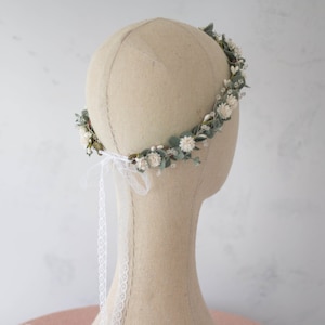 Eucalyptus flower crown wedding, green flower crown, eucalyptus headband, greenery bridal wreath, wedding headpiece, flower girl halo image 6