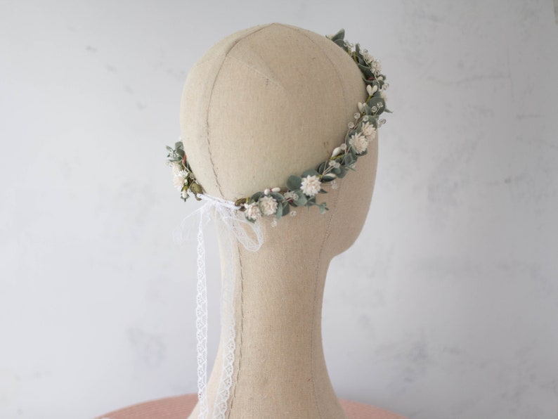 Eucalyptus flower crown wedding, green flower crown, eucalyptus headband, greenery bridal wreath, wedding headpiece, flower girl halo image 6