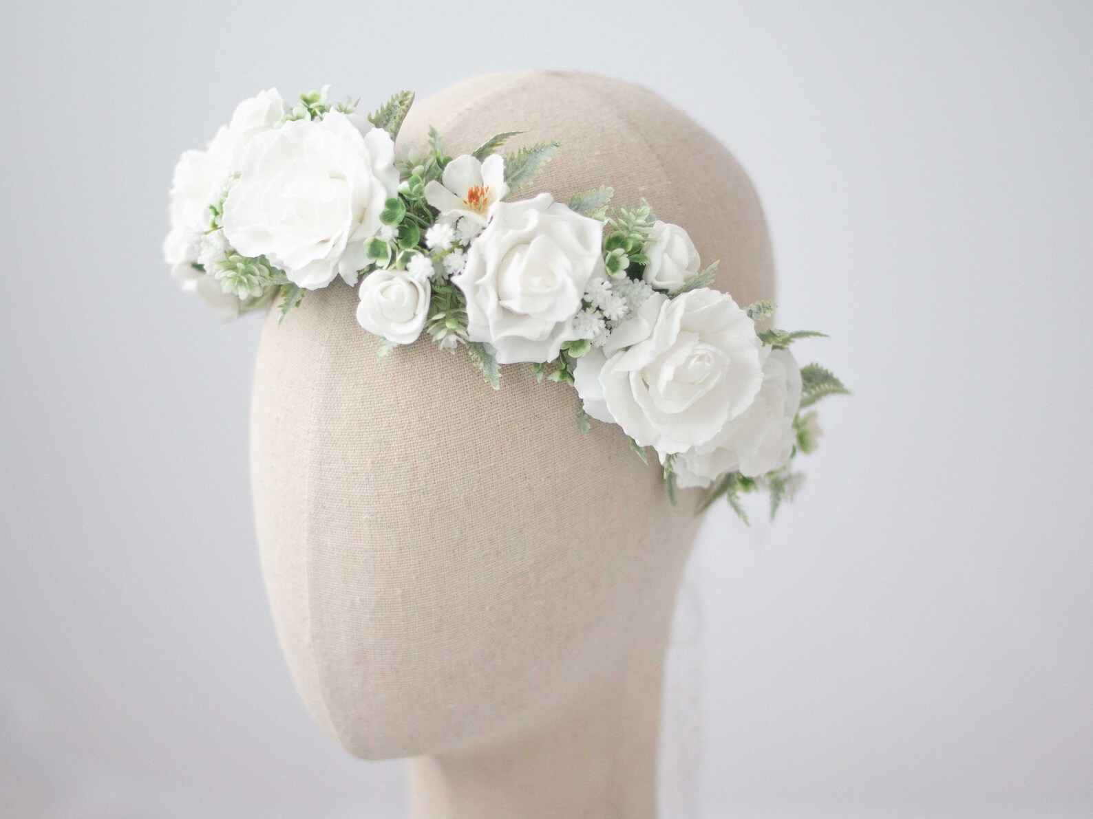 White Flower Crown Wedding White Rose Flower Crown Wedding Etsy