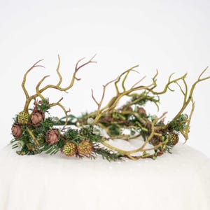 Woodland crown, elven circlet, forest elf king, greenery head wreath, moss crown hair piece, witch headpiece, druid tiara, branches crown