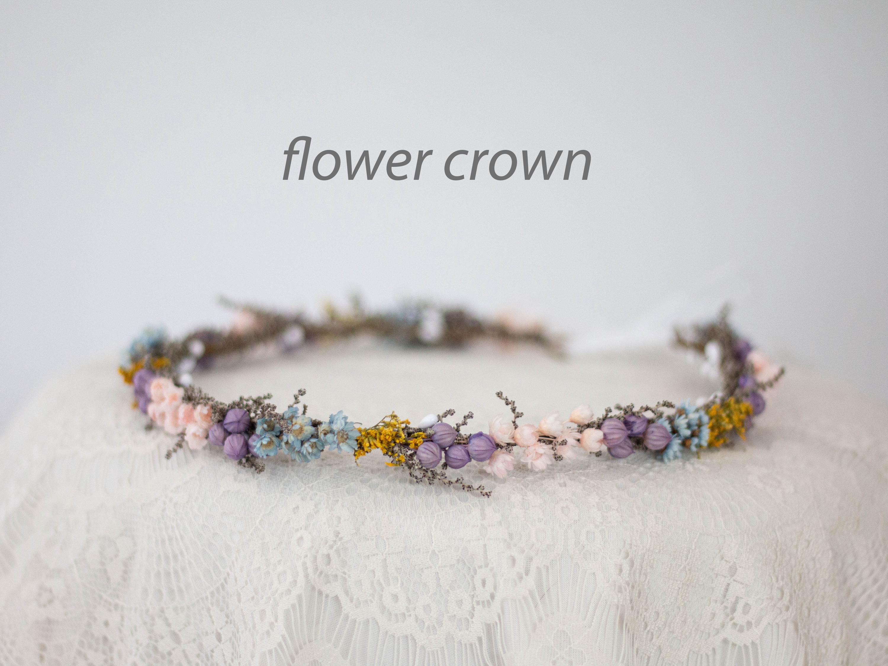 Meadow Flower Crown With Dried Flowers, Wild Floral Hair