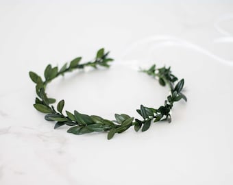 Dried flower crown, preserved leaf hair wreath wedding, thin flower crown, greenery flower headband, bride bridesmaid flower girl halo