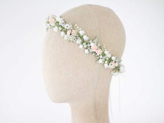 Corona Di Fiori Artificiali Con Nastro Regolabile - Cerchietto Floreale Per Matrimoni, Feste E Bambine