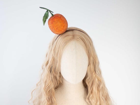 Orange Fruit Headband: Funny Adult Headpiece, Tea Party Fascinator