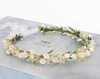 Dried Baby S Breath Floral Crown For Wedding Bridal Etsy Uk